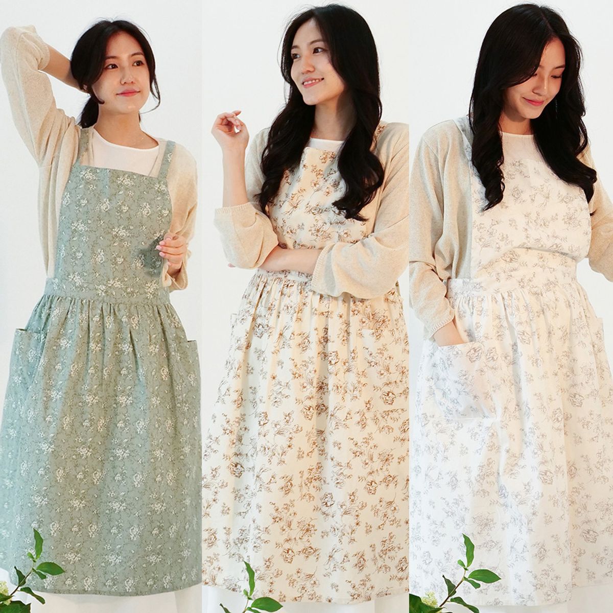 포시엘라(POSIELLA) 원피스 빅사이즈 앞치마 플라워  x형