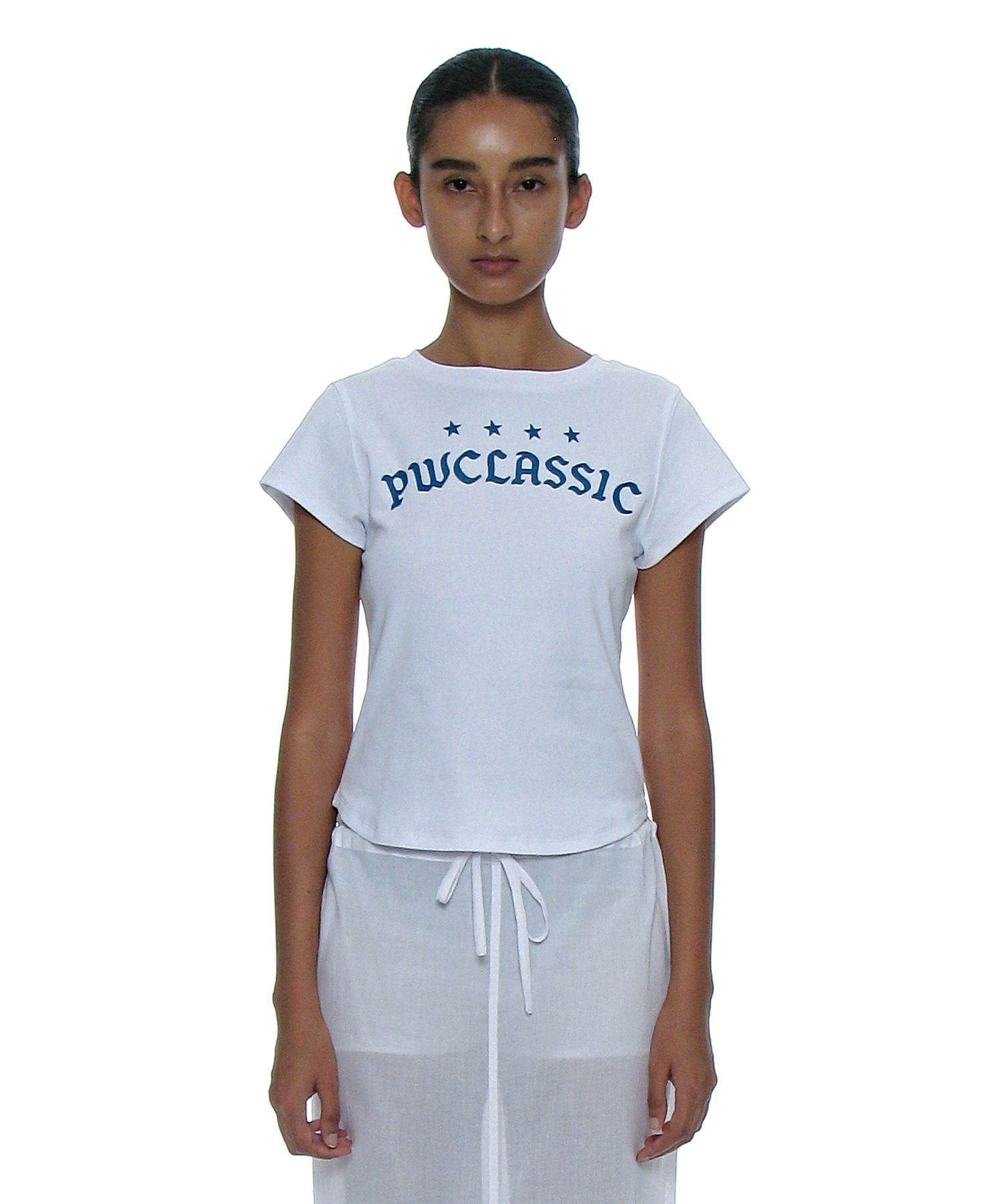 MUSINSA ムシンサ PARTIMENTO WOMEN MUSINSA | PARTIMENTO WOMEN Classic Logo Printed Short Sleeve Tee_White