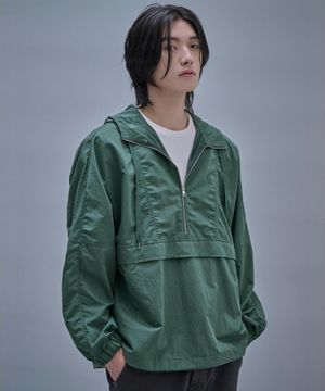 Overfit Cotton Hood Anorak  Green