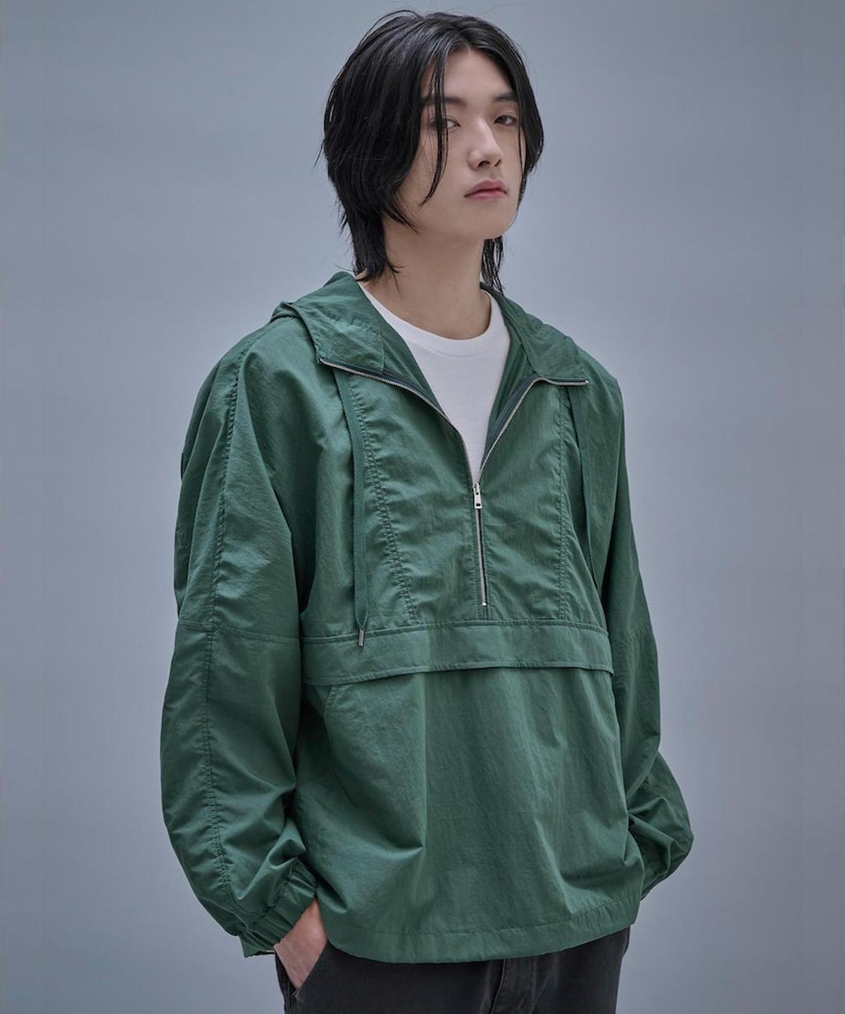 시프트지(SHIFT.G) Overfit Cotton Hood Anorak  Green