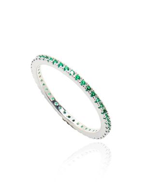 [Ir253]Green Sleek Pave Silver Ring