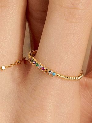 [Ir241_1]Rainbow Sleek Silver Ring