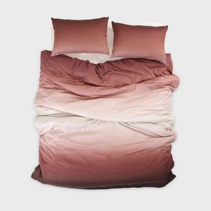 플라워 그라데이션 베딩 이불 베개 커버 세트 - 드라이 로즈(SS/Q/K)