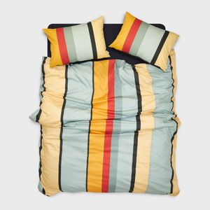 클래식 스트라이프 베딩 이불 베개 커버 세트 - 엘로우(SS/Q/K)