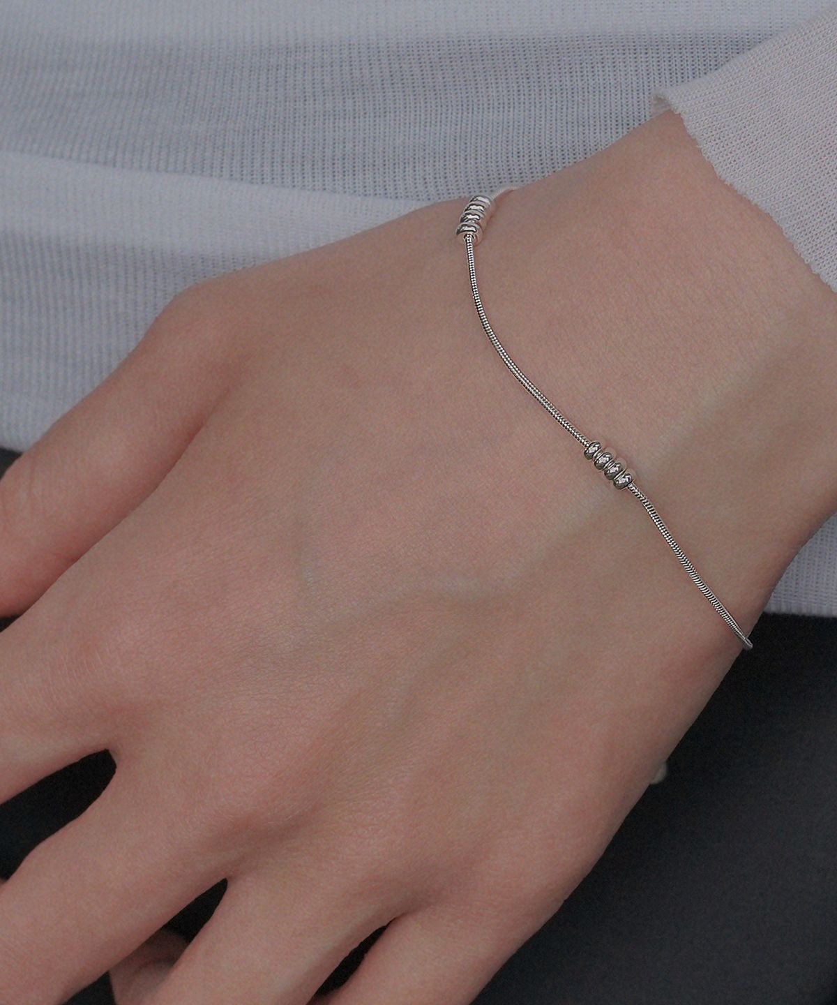 포스트루드(POSTLUDE) [SILVER] S DN BALL SNAKE CHAIN BRACELET