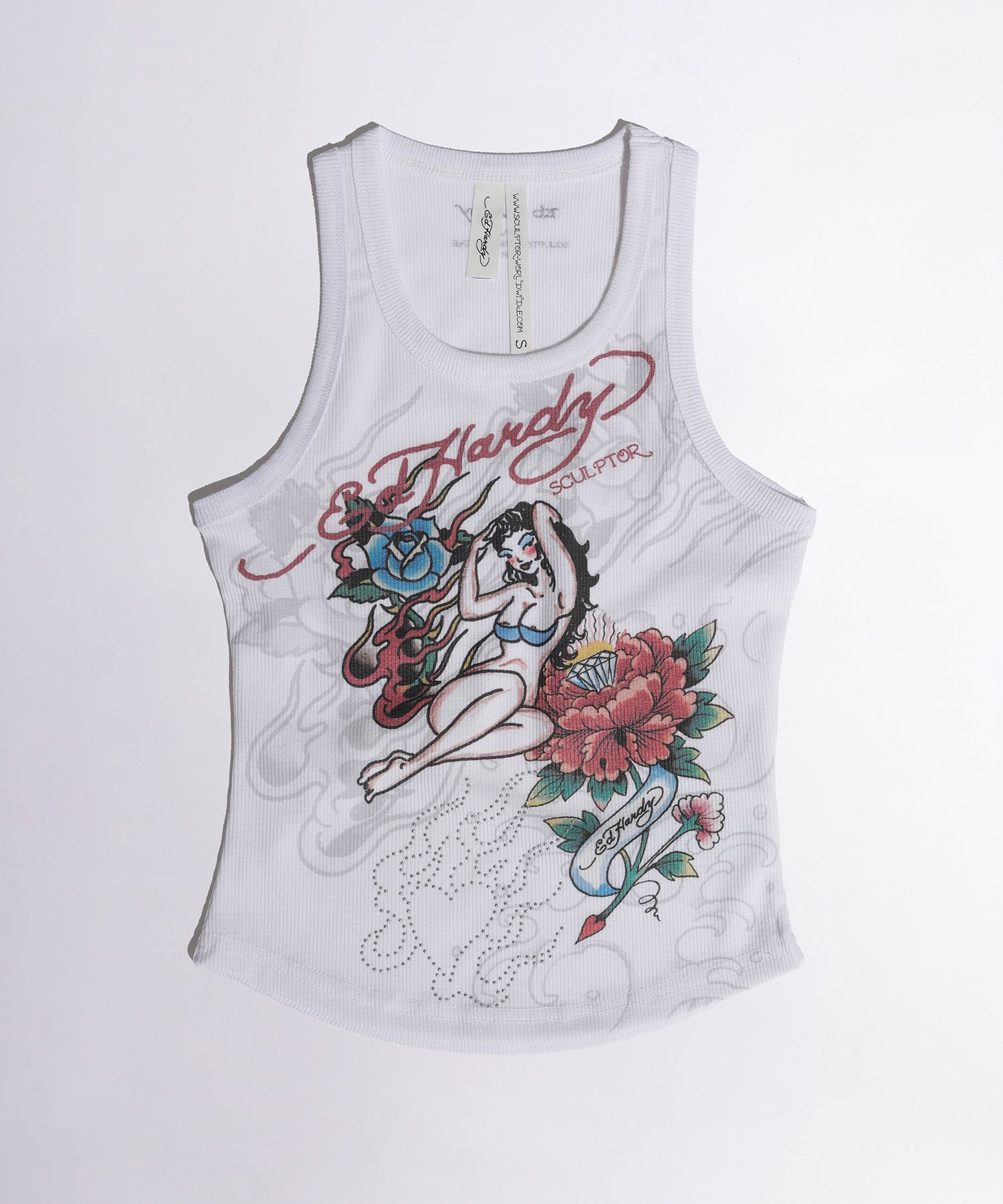 MUSINSA | SCULPTOR [Sculptor x Ed Hardy] Rib Tank Top White