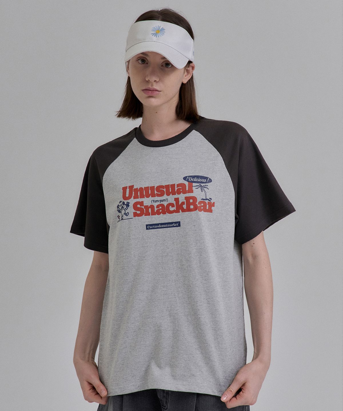 캑터스도넛마켓(CACTUSDONUTMARKET) SnackBar Raglan T-Shirt - Gray