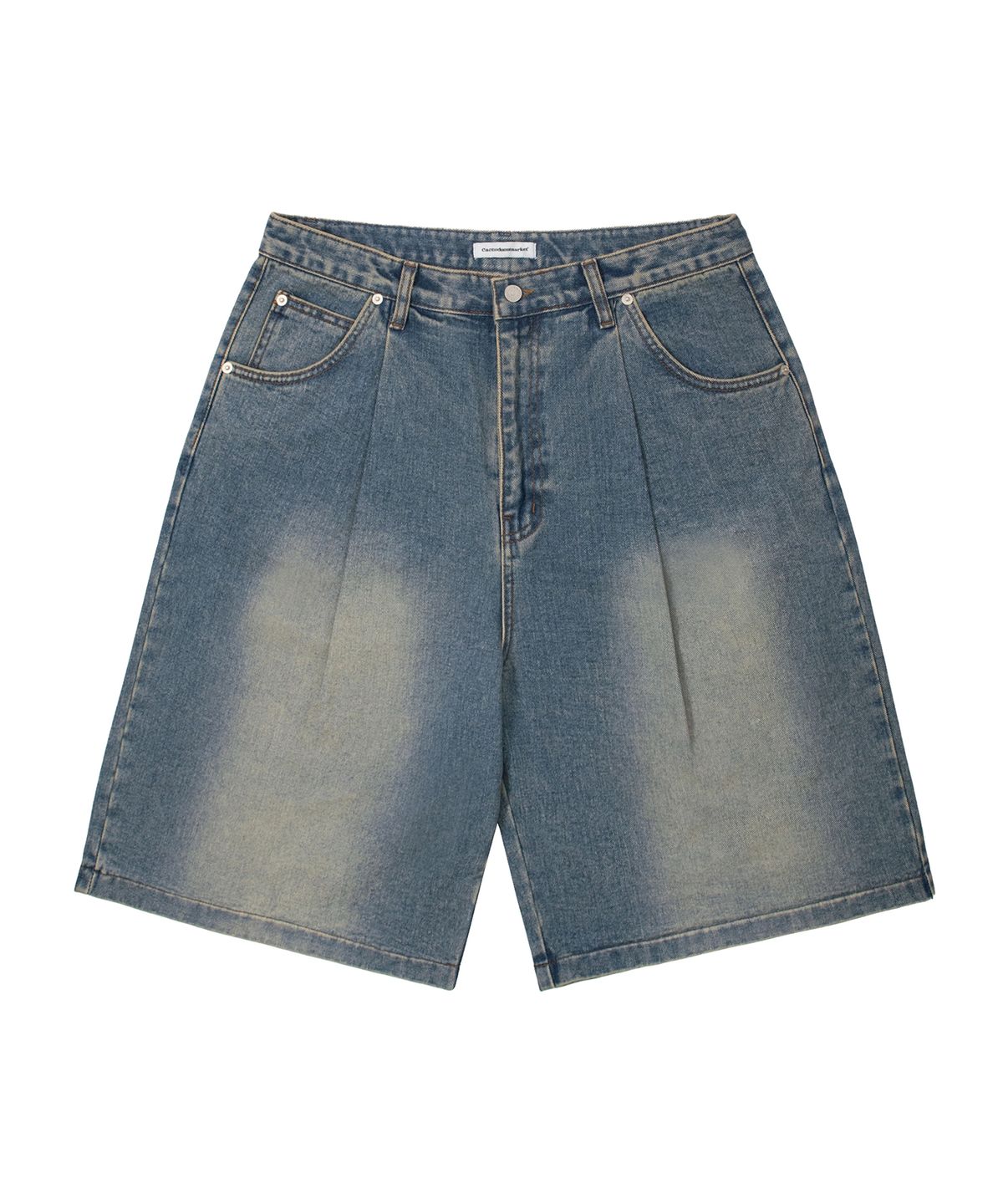 캑터스도넛마켓(CACTUSDONUTMARKET) One Tuck Bermuda Denim Pants - Yellow Blue