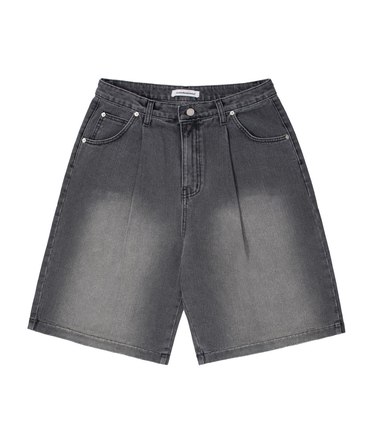 캑터스도넛마켓(CACTUSDONUTMARKET) One Tuck Bermuda Denim Pants - Black