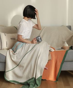 따뜻한 그린 패턴블랭킷 대형 무릎담요 (M/L)