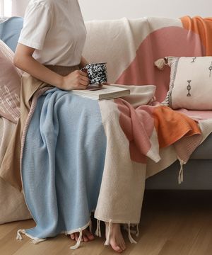 따뜻한 핑크 패턴블랭킷 대형 담요 (M/L)