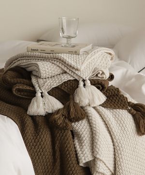 태슬 대형 니트 담요 2colors(M/L)