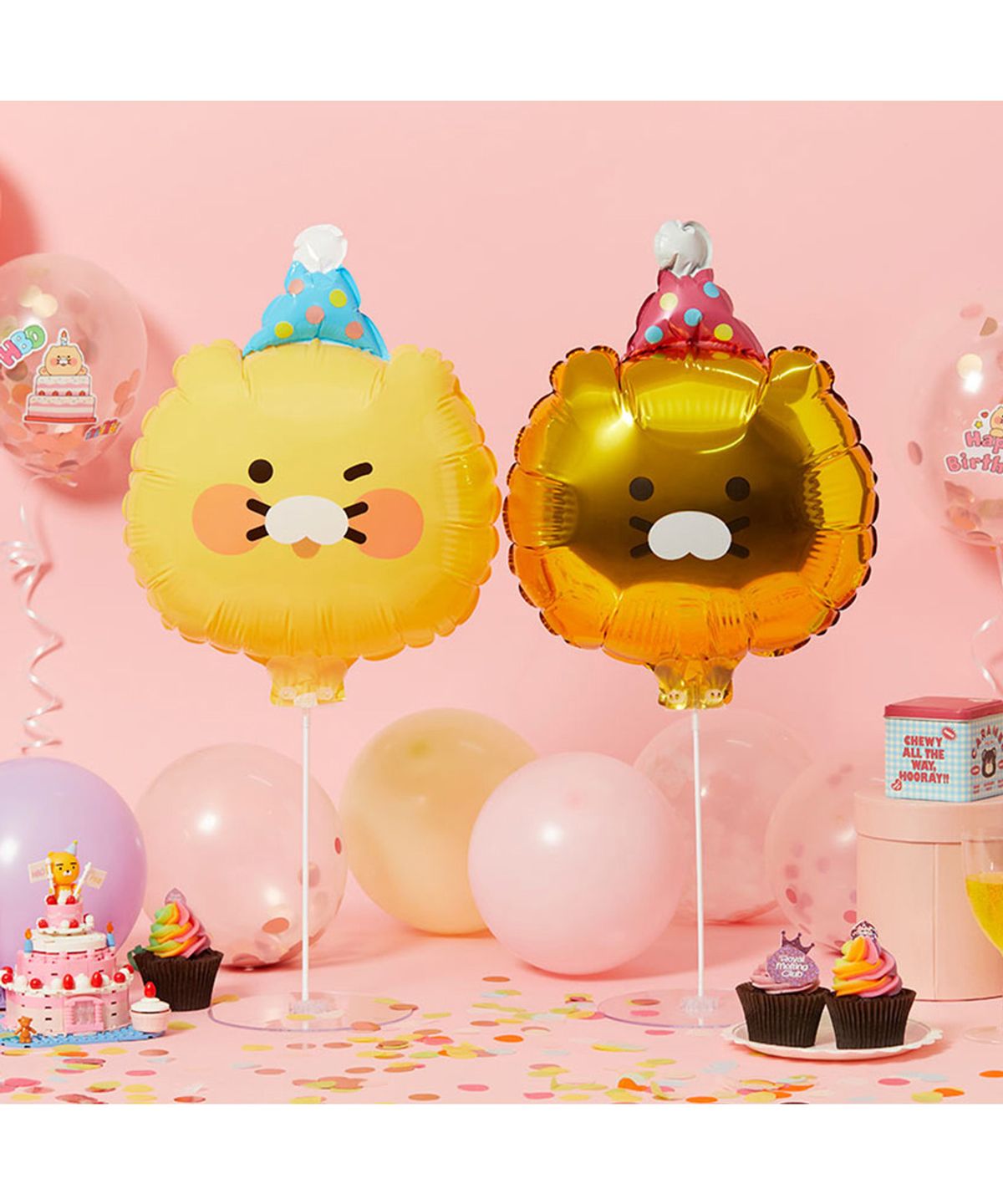 카카오프렌즈(KAKAO FRIENDS) 블링파티 고깔모자 페이스 풍선 2P_춘식이