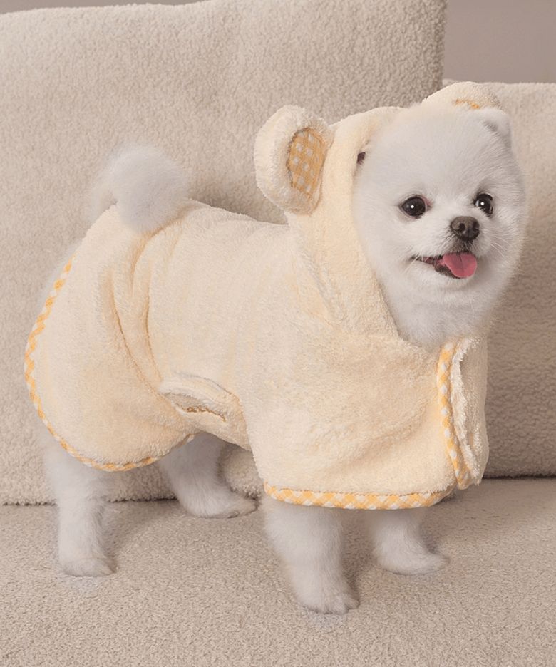 강아지 펫타올 드라이 샤워가운 옐로우