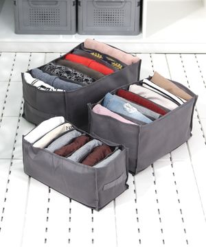 쏙쏙 칸칸이 의류정리함 6종 (중형+대형+특대형) [그레이]