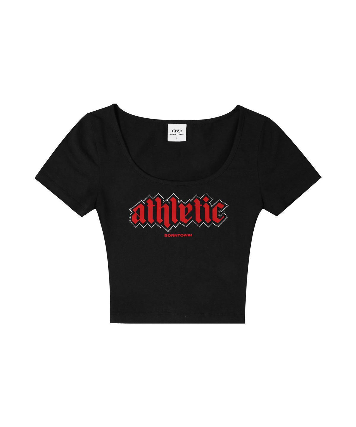 본투윈(BORN TO WIN) SPARKLING SCOOP NECK T-SHIRTS [BLACK]