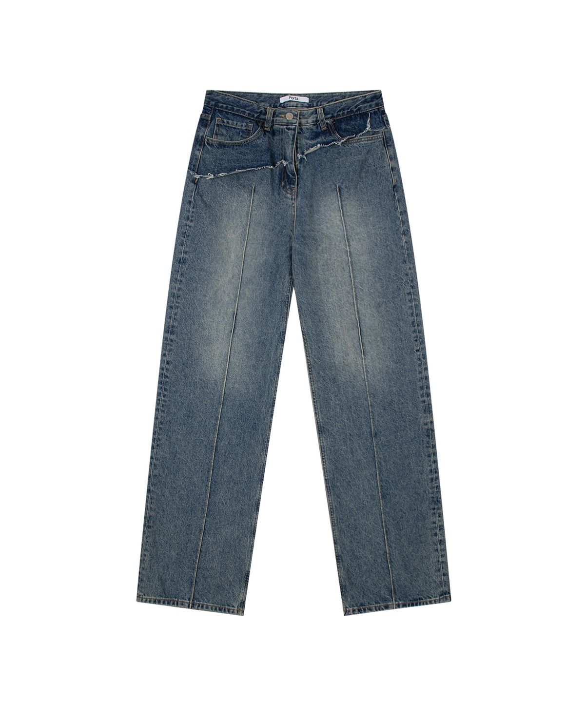 더포르타(THEPORTA) CUTOUT LAYER PINTUCK DENIM, BLUE