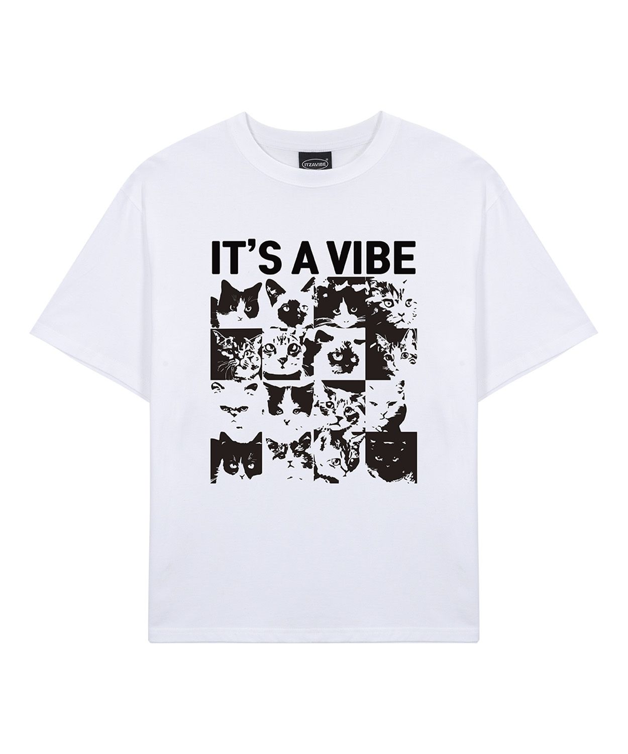 ◆ITZAVIBE◆ CAT FACES T SHIRT IBB24UT08WH MUSINSA | ITZAVIBE CAT FACES T SHIRT