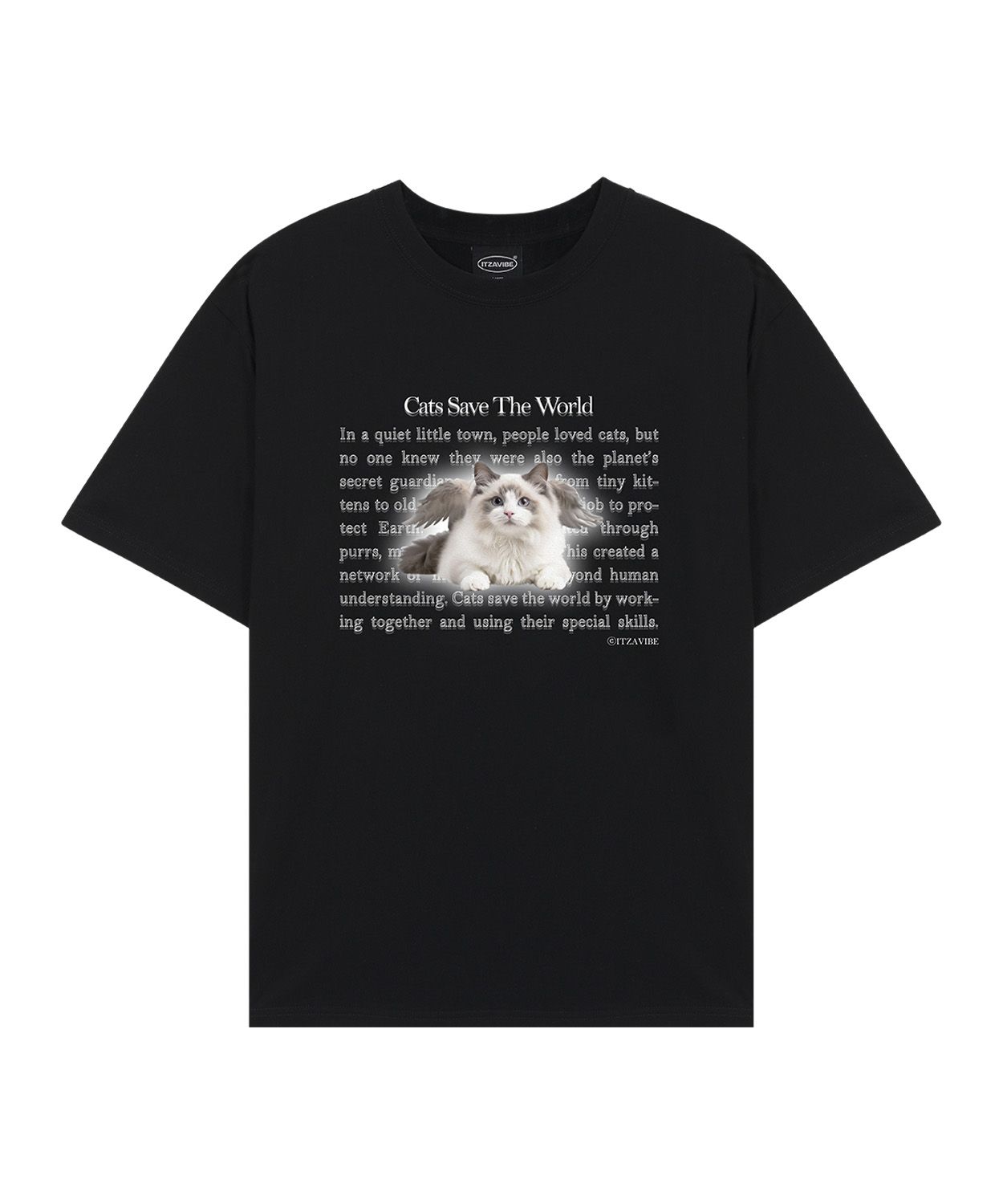 ◆24SS ITZAVIBE CAT FACES T SHIRT◆ CAT FACES T SHIRT - ITZAVIBE | 60% - Asian Fashion Online Store