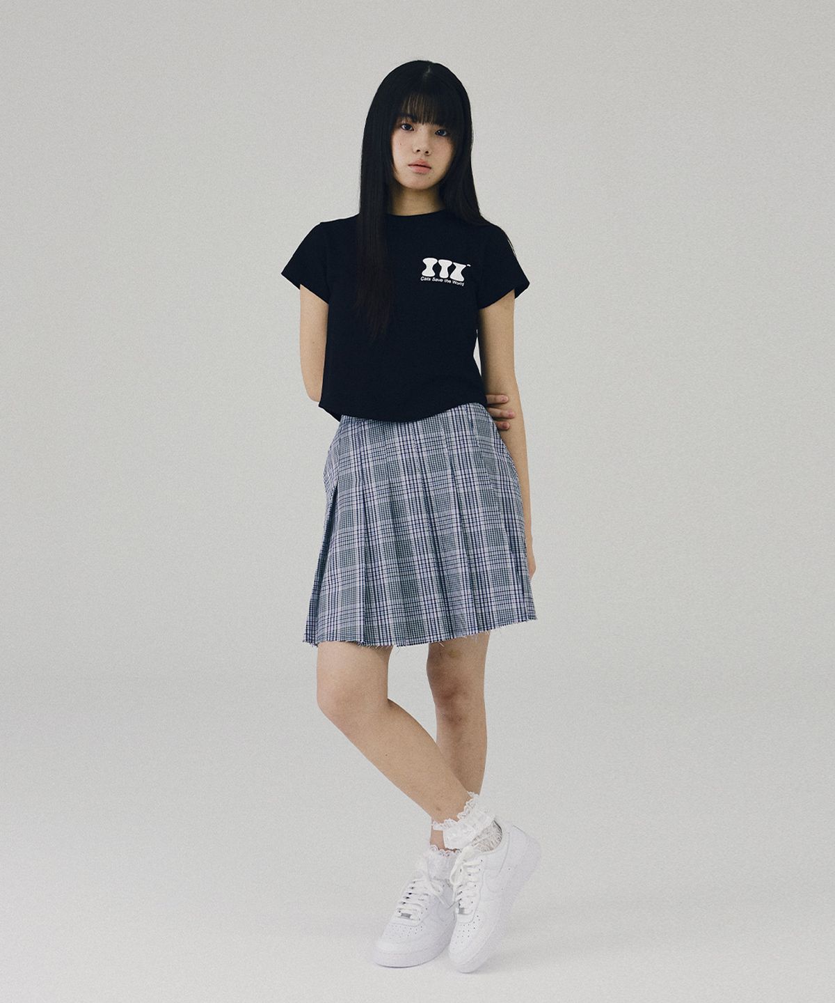 잇자바이브(ITZAVIBE) PLEATS CHECK SKIRT