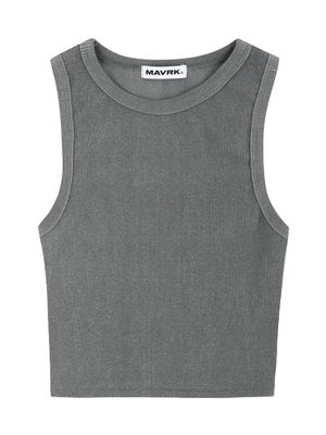 빈티지 워시드 크롭 슬리브리스 [피그먼트 그레이]