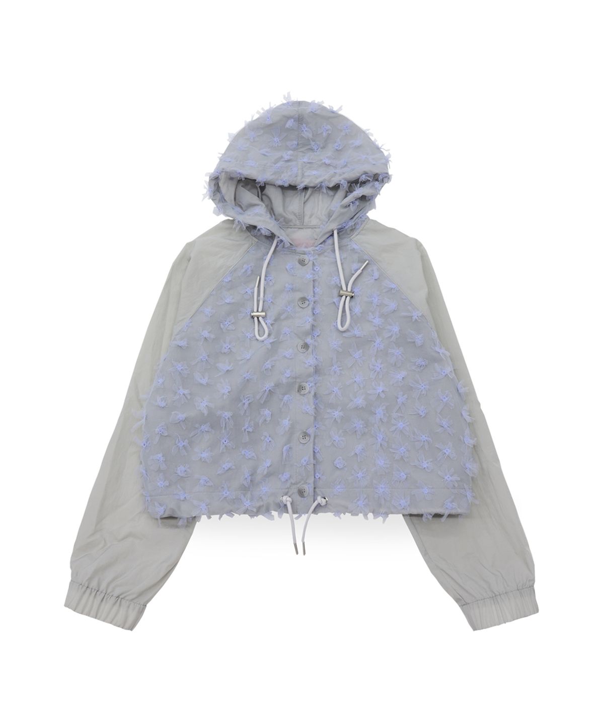 시월107(SIWL107) lace crop hood (gray+violet)