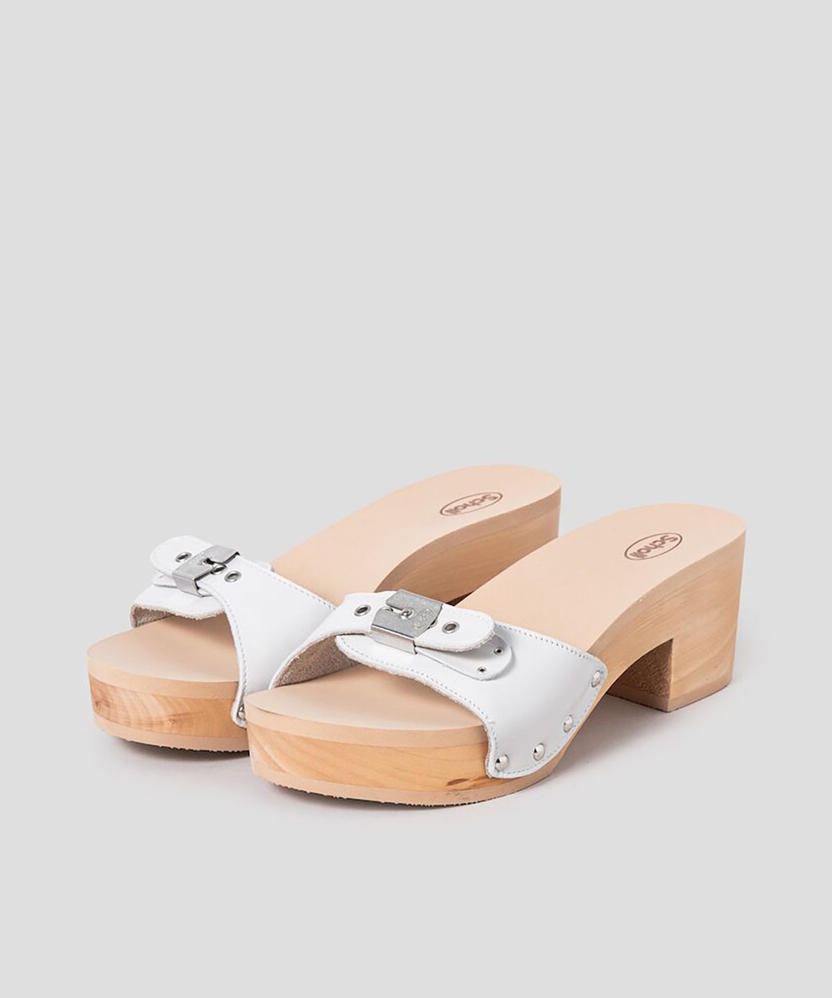 숄(SCHOLL) (WOMEN) 우드 솔 원 스트랩 샌들  화이트 (HH44K2W201)
