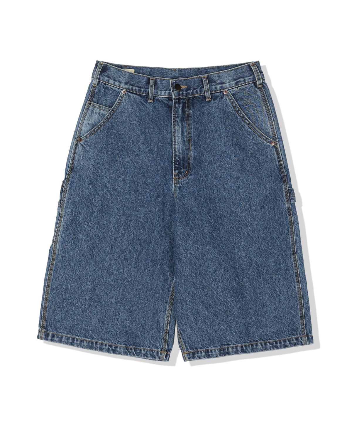 공백(GONGBAEK) Wide Carpenter Denim Short_Damage Blue