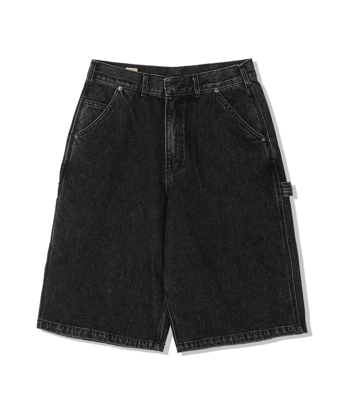 공백(GONGBAEK) Wide Carpenter Denim Short_Damage Black