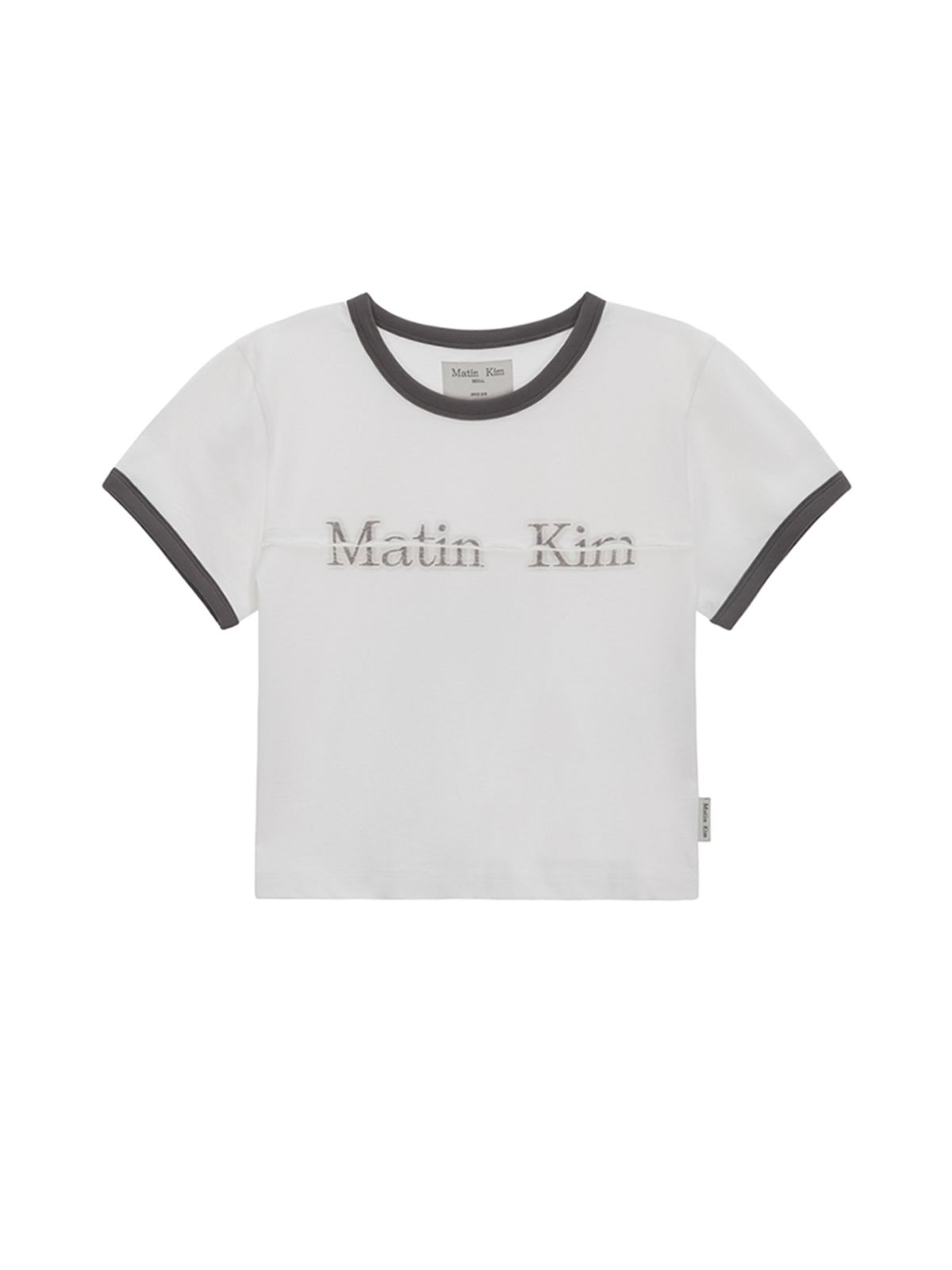 마뗑킴(MATIN KIM) CUTTED LOGO RINGER CROP TOP IN WHITE