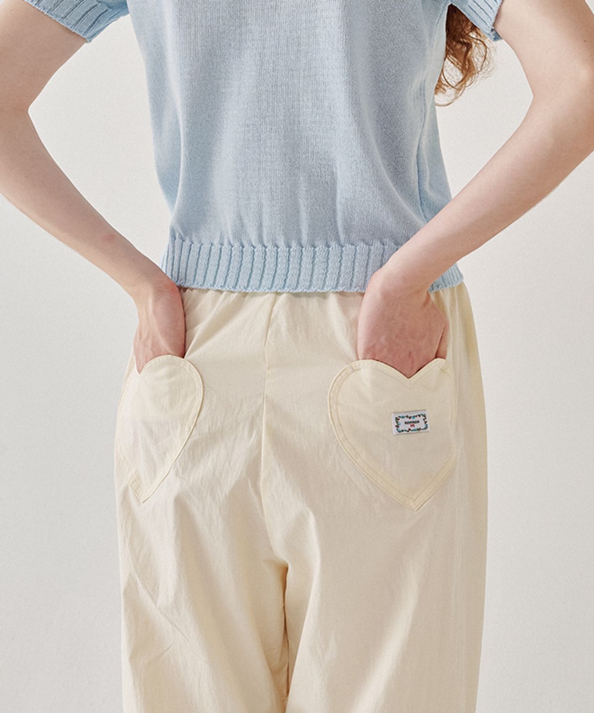 론론(RONRON) BACK HEART STITCH POCKET BANDING PANTS[6COLOR]