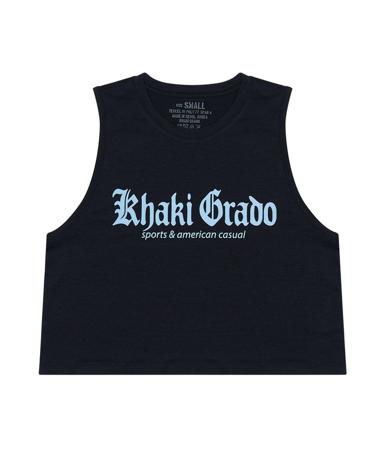 불꽃 로고 크롭 레귤러핏 슬리브리스 (Black / 2 color)