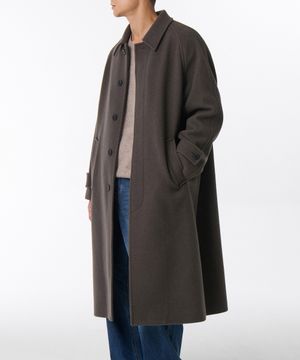 울 블렌드 부클 오버사이즈 발마칸 코트 [그레이]