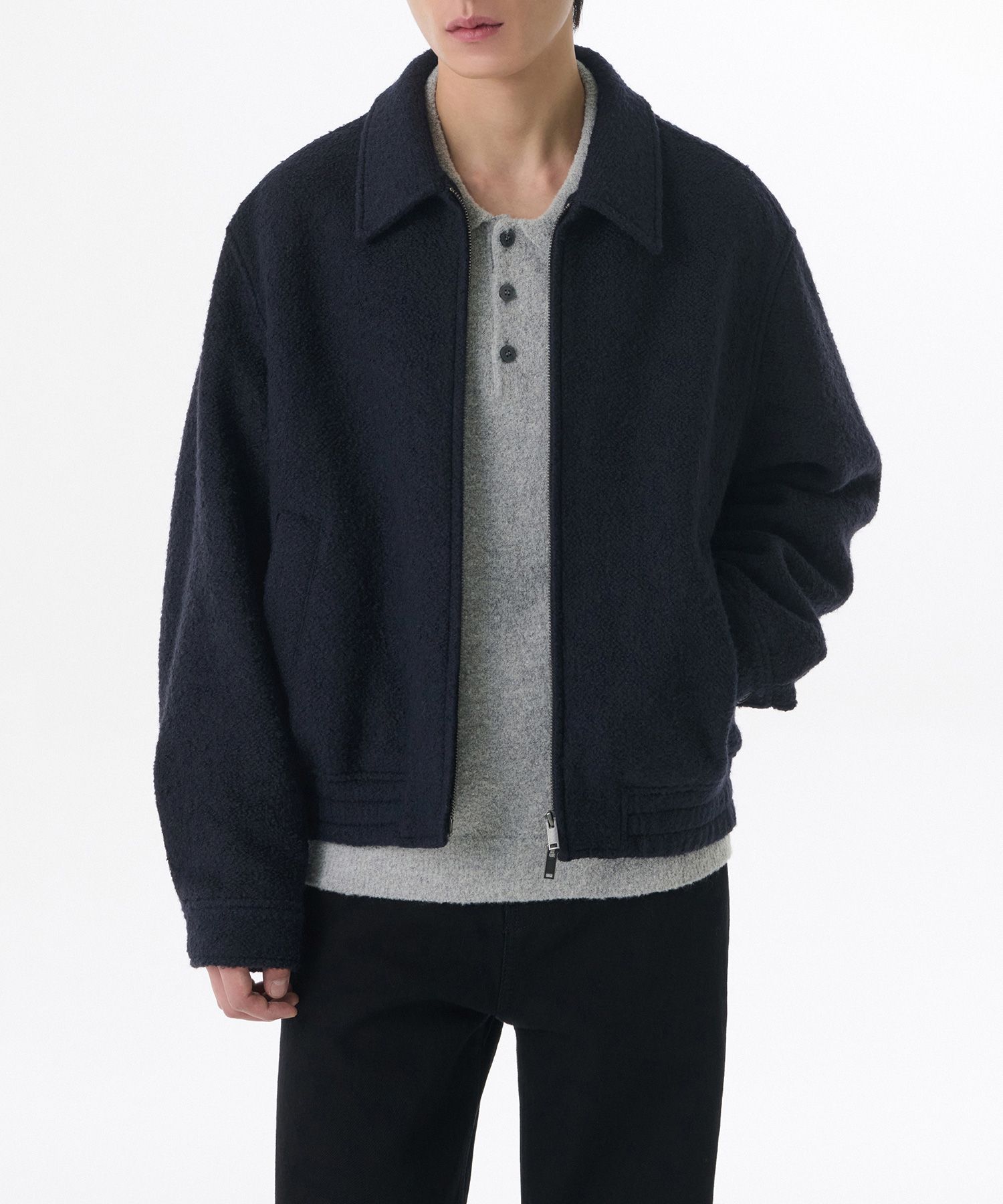 MUSINSA公式 | MUSINSA STANDARD Wool Blend Buckle Blue Jacket