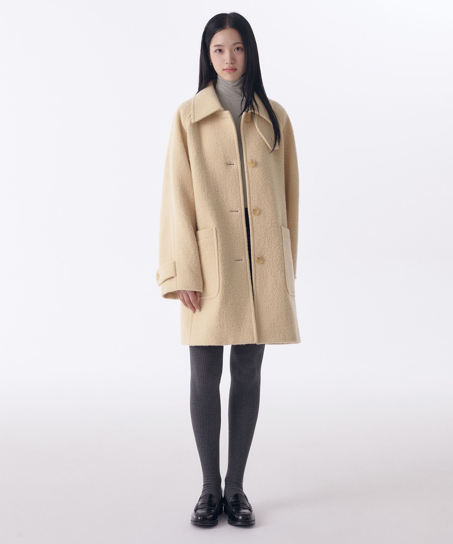 コート MUSINSA STANDARD Women's Wool Blend Boucle Balmacan Half Coa MUSINSA | MUSINSA STANDARD WOMAN Women's Wool Blend Boucle
