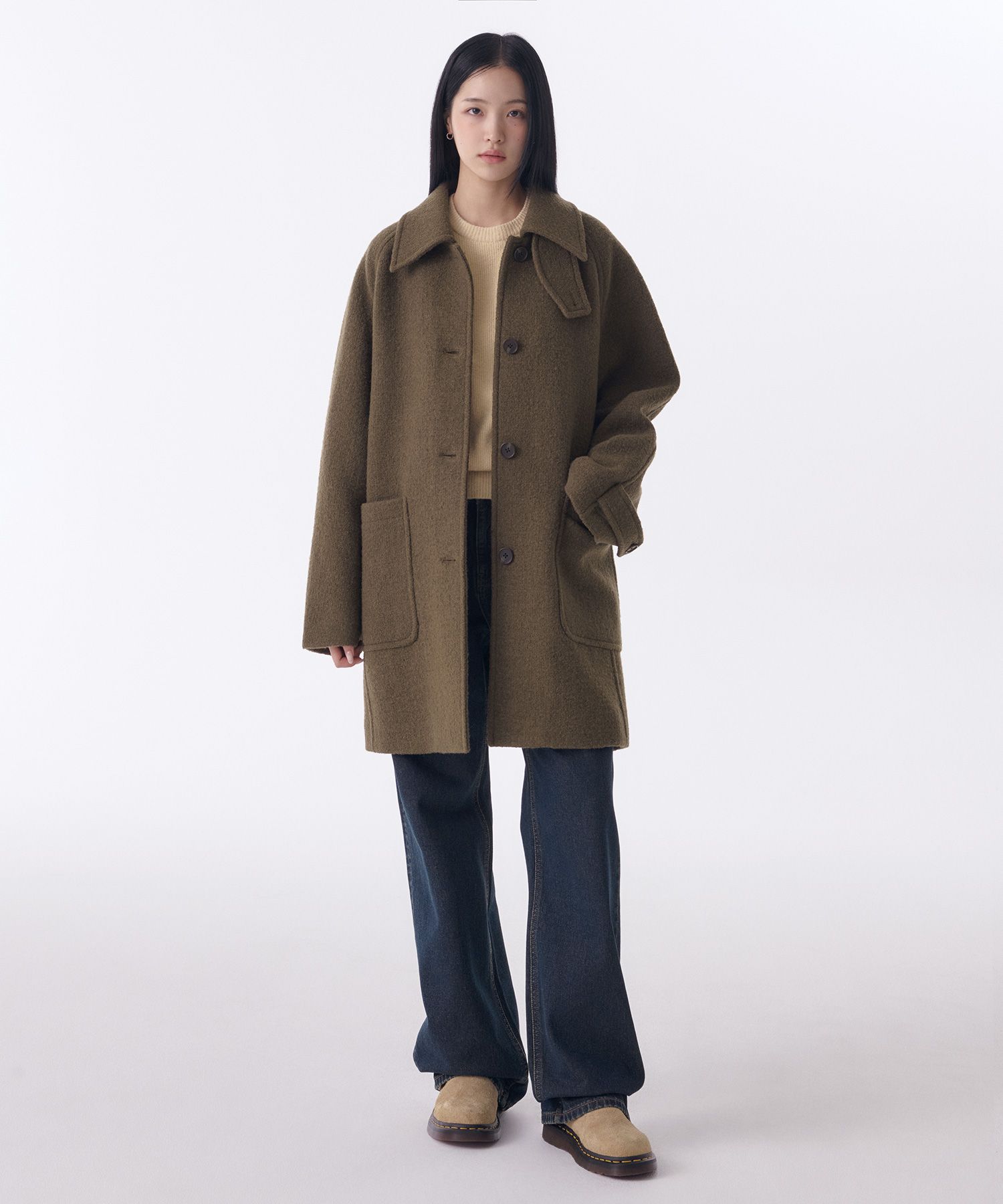 コート MUSINSA STANDARD Women's Wool Blend Boucle Balmacan Half Coa MUSINSA | MUSINSA STANDARD WOMAN Women's Wool Blend Boucle