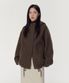 우먼즈 알파카 블렌드 후디드 쇼트 코트 [브라운]