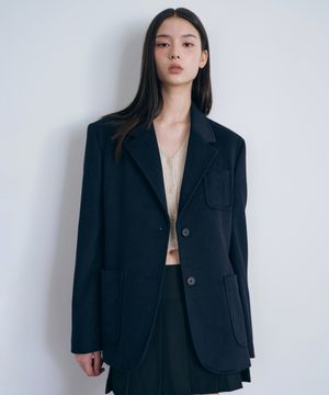 우먼즈 울 블렌드 프레피 블레이저 [네이비]