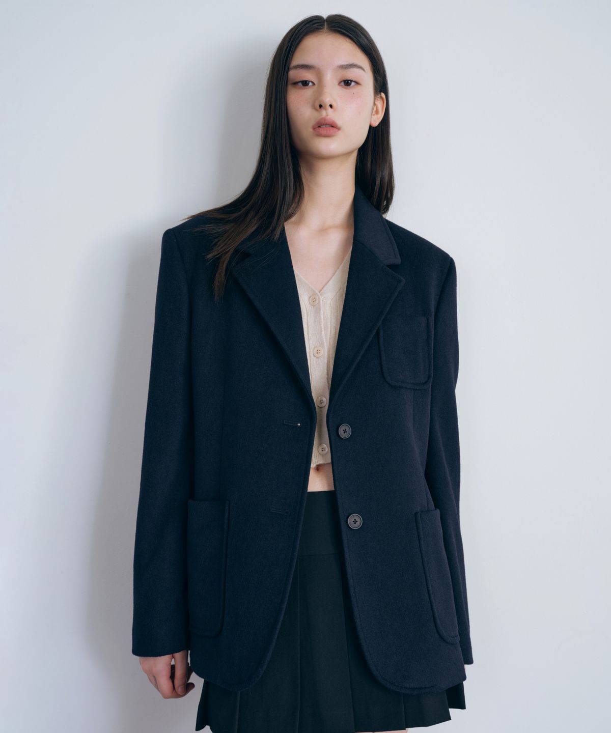 무신사 스탠다드 우먼(MUSINSA STANDARD WOMAN) 우먼즈 울 블렌드 프레피 블레이저 [네이비]