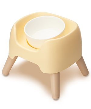 강아지 3단 높이조절 커브 도자기 1구 식탁세트 버터옐로우