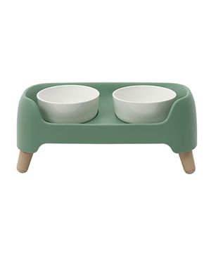 강아지 3단 높이조절 커브 도자기 2구 식탁세트 애플그린