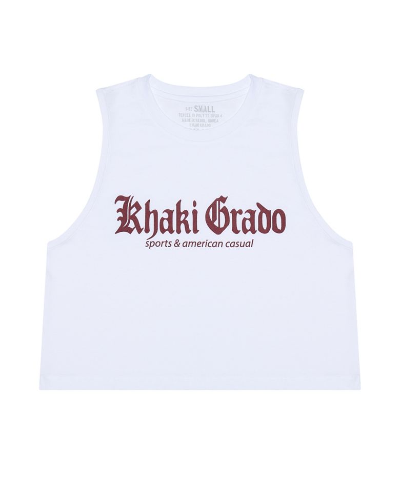 불꽃 로고 크롭 레귤러핏 슬리브리스 (White / 3 color)