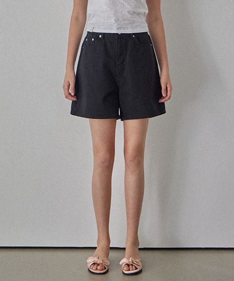 LEON BANDING SHORT DENIM_2COLORS_BLACK