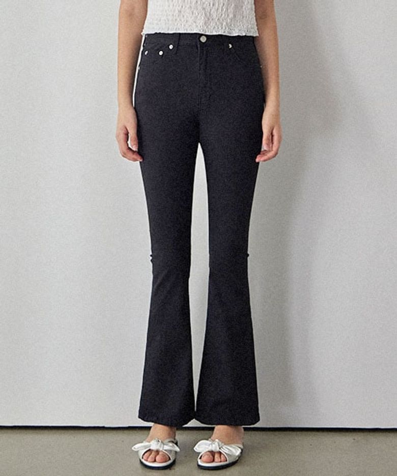 VIVID SLIM BOOTCUT PANTS_7COLORS_BLACK
