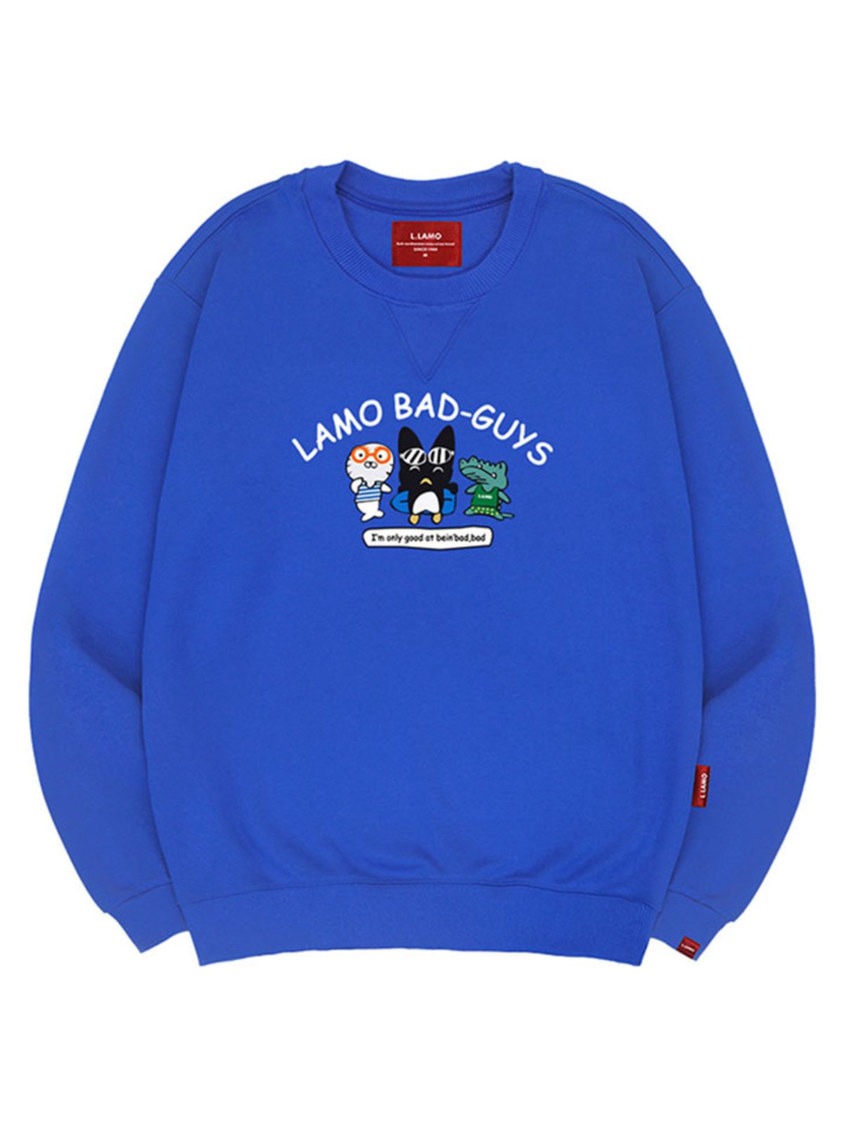 엘라모(LLAMO) 배드가이즈 맨투맨 남녀공용 빅사이즈 S~4XL