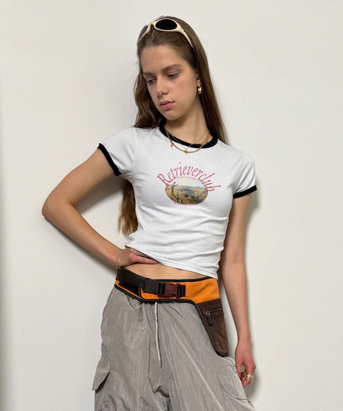리트리버클럽(RETRIEVER CLUB) PAINTING RINGER TEE [WHITE]