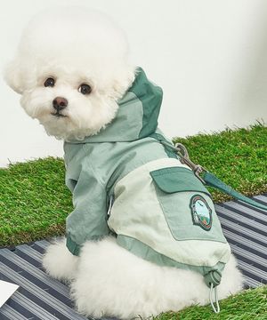 강아지옷 아웃도어 아노락 바람막이 피스타치오