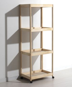 원목 이동식 수납 선반 트롤리 대형 4단