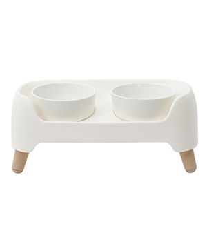 강아지 3단 높이조절 커브 도자기 2구 식탁세트 아이보리
