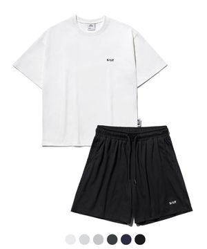 베이직 로고 오버핏 반팔 반바지 셋업
